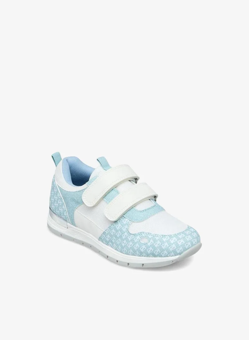 بابريكا Monogram Print School Sneakers With Hook And Loop Closure