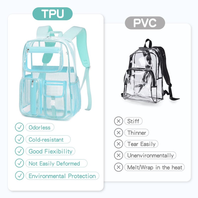 Cusangel Heavy Duty Clear Backpack,16.5 x12 x5inch TPU Large Capacity See Through Backpack for Sport Events,Travel (Upgrad Black-XL) - Image 4