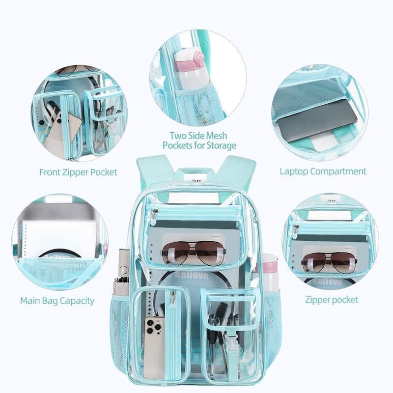 Cusangel Heavy Duty Clear Backpack,16.5 x12 x5inch TPU Large Capacity See Through Backpack for Sport Events,Travel (Upgrad Black-XL) - Image 3