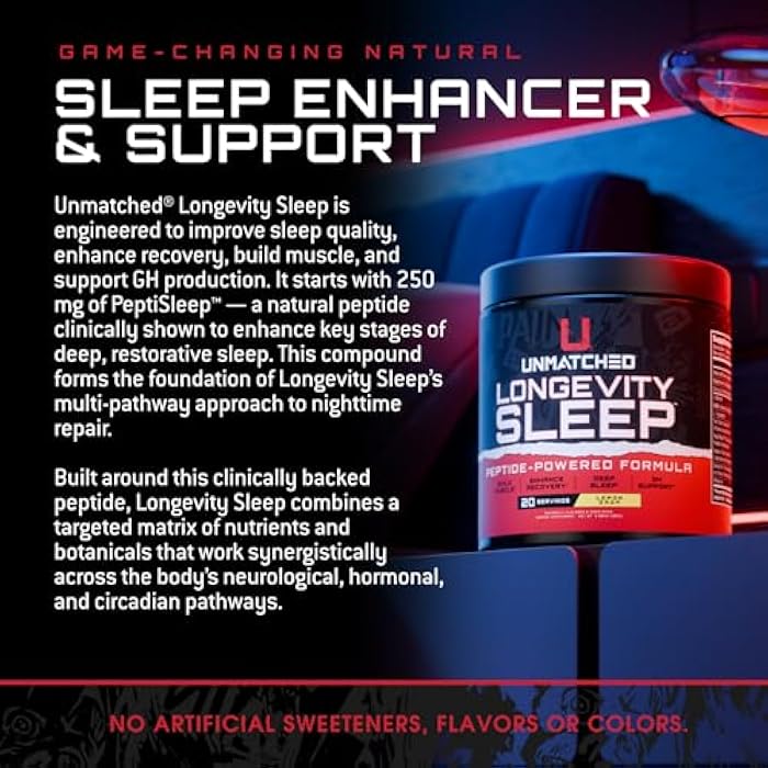 Unmatched Longevity Sleep | PeptiSleep Sleep & Recovery Formula with Melatonin, Magnesium & Senactiv | Advanced Nighttime Support | 20 Servings (Lemon Drop) - Image 5