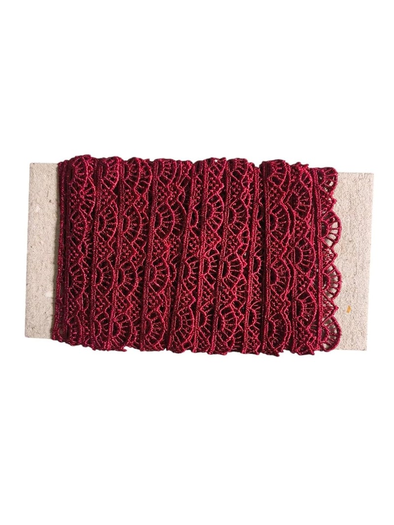 WONDER STAR Wonder Star Floral Crochet Lace Border Pack 9 Meters Designer Lace Border for Dupatta Saree Lehenga Plazo Suit Dress Blouse Curtain Sewing Craft Much More Maroon - Image 2