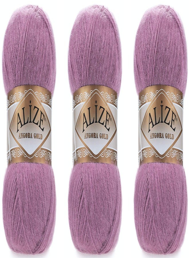 Alize Angora Gold Yarn 20% Wool 80% Acrylic Lot of 3skn 300gr 1805yds Thread Crochet Lace Hand Knitting Turkish Yarn (28-Rose)
