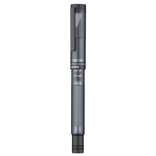Asvine V200 Titanium Fountain Pen Vacuum Filling, Matte Black Bock Broad Nib Transparent Acrylic Smooth Writing Pen Case Set - Image 1