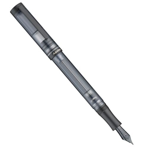 Asvine V200 Titanium Fountain Pen Vacuum Filling, Matte Black Bock Broad Nib Transparent Acrylic Smooth Writing Pen Case Set - Image 4