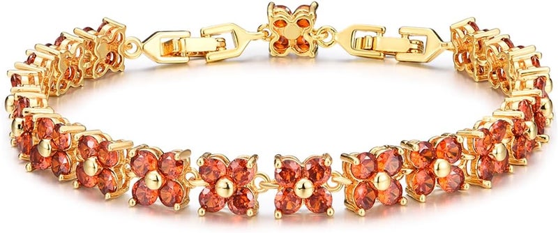 GULICX Fashion Tennis Bracelet for Women Cubic Zirconia Crystal Flower Multicolor Bracelet - Image 1