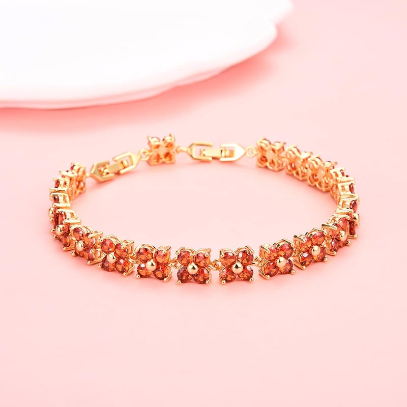GULICX Fashion Tennis Bracelet for Women Cubic Zirconia Crystal Flower Multicolor Bracelet - Image 3