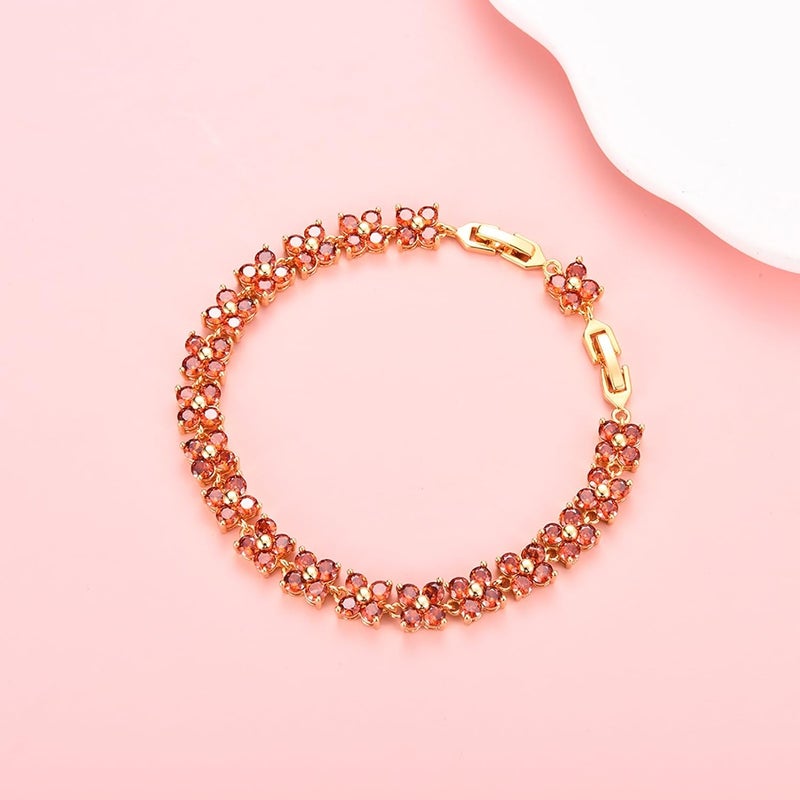 GULICX Fashion Tennis Bracelet for Women Cubic Zirconia Crystal Flower Multicolor Bracelet - Image 2