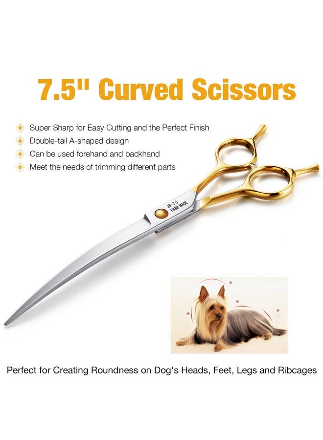 JASON 7.5" Curved Dog Grooming Scissors, Cats Grooming Shears Pets Trimming Kit for Right Handed Groomers, Sharp, Comfortable Shear - Image 4