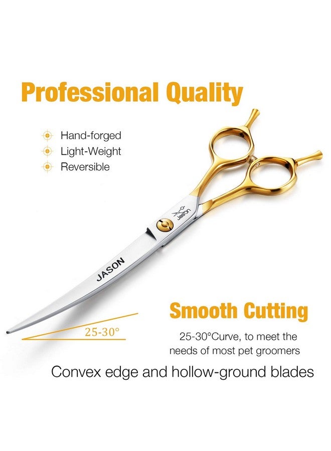 JASON 7.5" Curved Dog Grooming Scissors, Cats Grooming Shears Pets Trimming Kit for Right Handed Groomers, Sharp, Comfortable Shear - Image 3