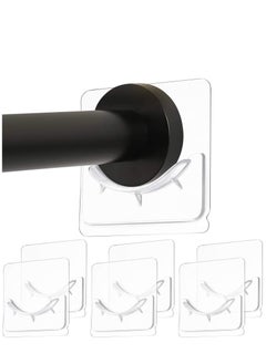 KASTWAVE 6 Piece Adhesive Shower Curtain Rod Holder, Adhesive Wall Mounted Shower Rods Holder Drill-Free Install, Adhesive Rod Mount Retainer, No Drilling, Not Include Shower Curtain Rod  - Image 1