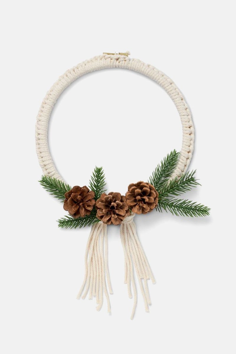 Tchibo Macrame Winter Wreath For Crafting, Green Combo - Image 1