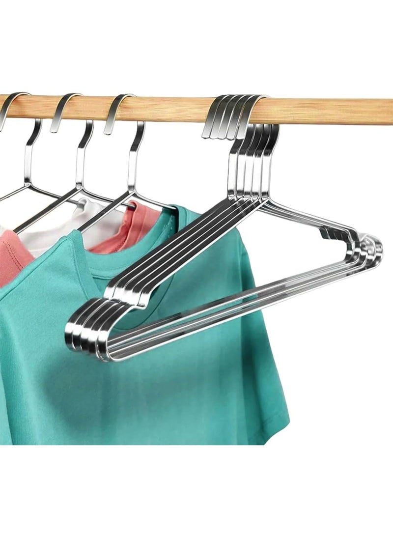 هابي هوم عبوة من 5 شماعات معدنية موفرة للمساحة وغير قابلة للانزلاق، مصنوعة من الفولاذ المقاوم للصدأ السميك (8 مم)، تصميم مسطح متين مقاوم للصدأ والانحناء، لتعليق الملابس والمعاطف (40×18 سم – فضي) - Image 1