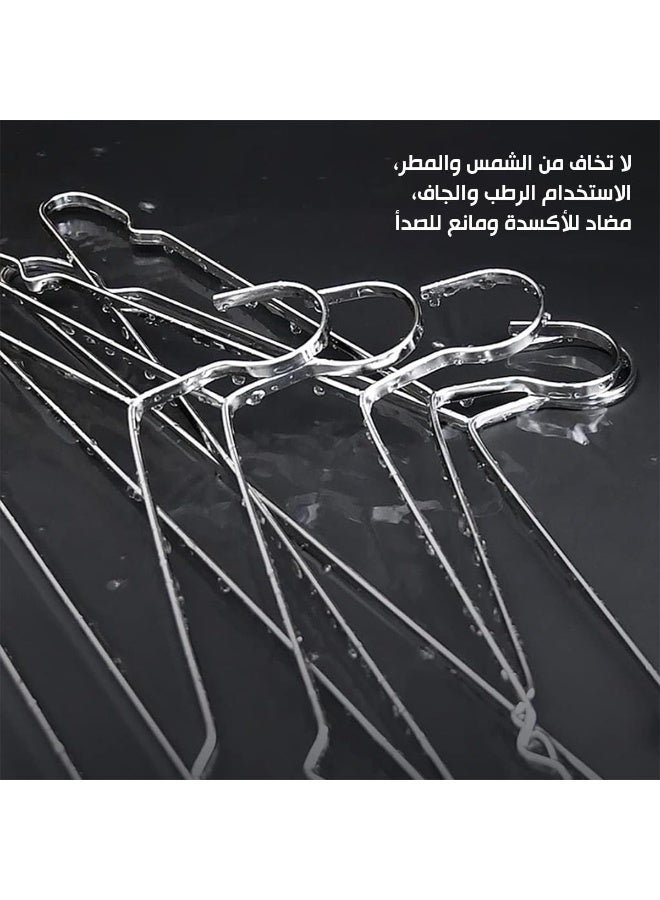 هابي هوم عبوة من 5 شماعات معدنية موفرة للمساحة وغير قابلة للانزلاق، مصنوعة من الفولاذ المقاوم للصدأ السميك (8 مم)، تصميم مسطح متين مقاوم للصدأ والانحناء، لتعليق الملابس والمعاطف (40×18 سم – فضي) - Image 4