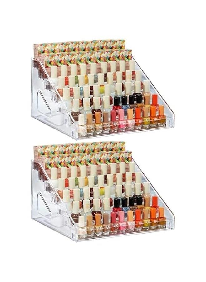 HOOKOR Nail Polish Organizer 84 Bottles of 7 Layers Sunglass Organizer Acrylic Display Rack Eyeglasses Storage Essential Oils Holder Makeup Organizer No Tool Needed Assembly, Clear (7 Layer (2 Pack))  - Image 1