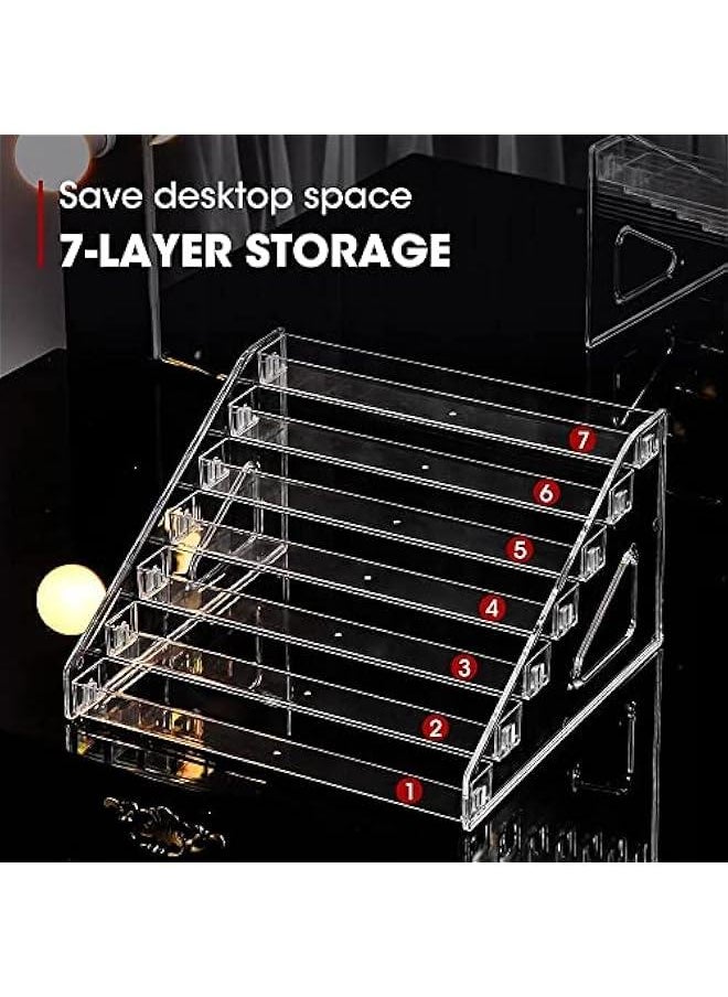 HOOKOR Nail Polish Organizer 84 Bottles of 7 Layers Sunglass Organizer Acrylic Display Rack Eyeglasses Storage Essential Oils Holder Makeup Organizer No Tool Needed Assembly, Clear (7 Layer (2 Pack))  - Image 3