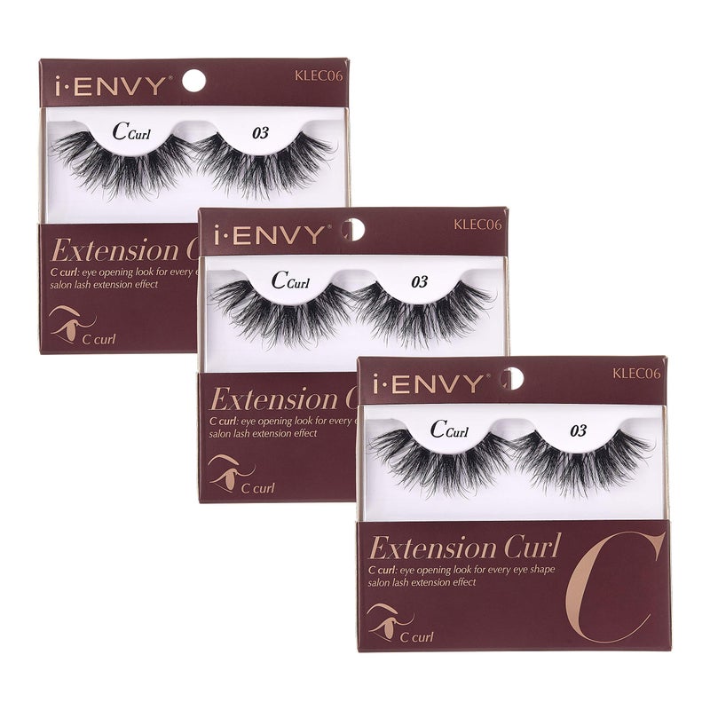 iEnvy 3 Pairs False Eyelashes C Curl Natural Lashes Salon Lash Extension Effect