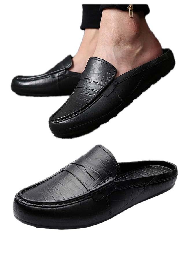 RIOXS Men's Flat Shoes,Closed Toe Clog Sandals,Faux Leather Mules Shoes,Fashion Slip-On Backless Mule Shoes For Man,Lightweight Flat Mules For Home Outdoor Walking  - Image 1