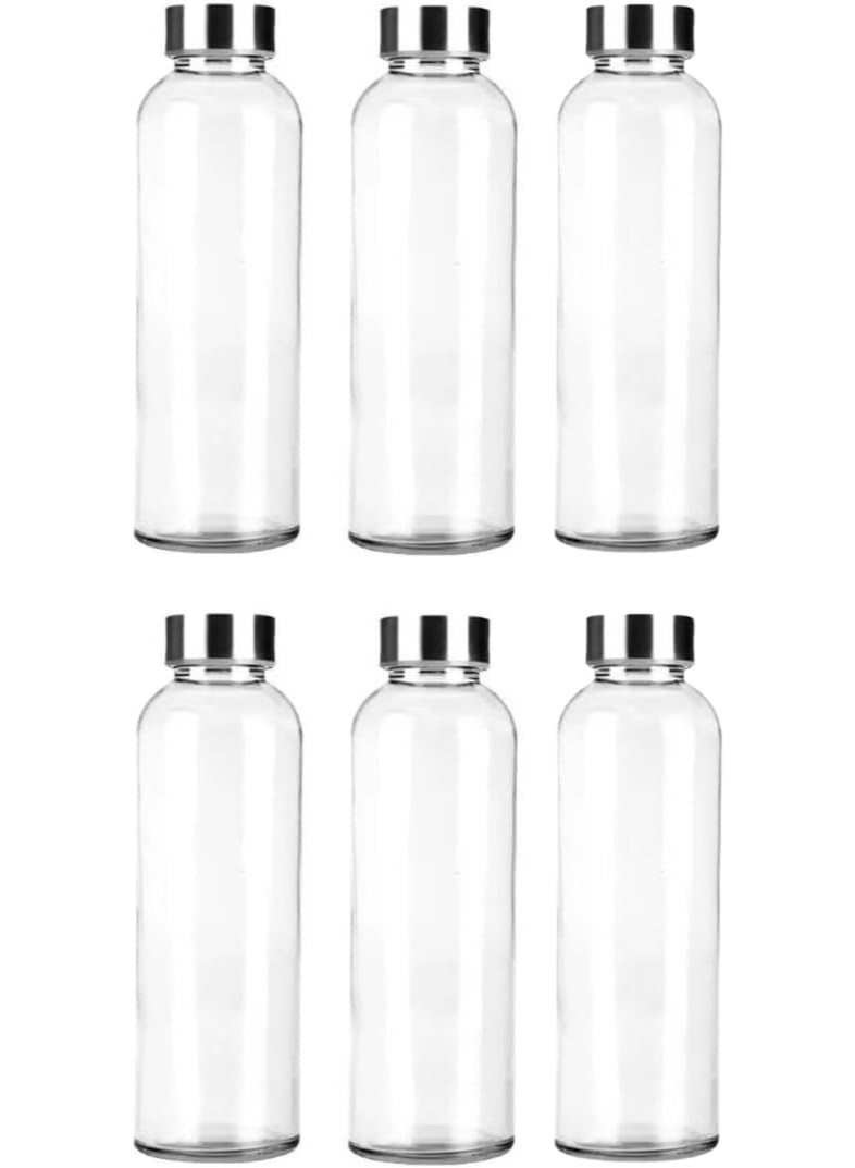 Luxoraq 6-Pack 300ml Glass Juice Bottles with Leakproof Lids – 10oz Reusable Glass Bottles with Stainless Steel Caps, Wide Mouth BPA-Free Bottles for Juicing, Smoothies, Water, Milk, Beverages, Travel & Meal Prep - Image 1