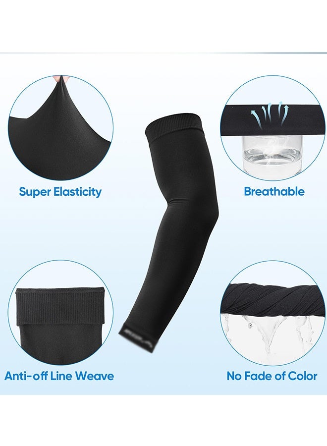 Rockbros 2 Pairs Cooling Arm Sleeves for Men Women UPF 50+ Sun Protection Breathable Ice Silk Arm Covers for Cycling Hiking Golf Driving Outdoor Sports,Black and White - Image 4