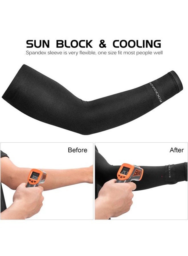 Rockbros 2 Pairs Cooling Arm Sleeves for Men Women UPF 50+ Sun Protection Breathable Ice Silk Arm Covers for Cycling Hiking Golf Driving Outdoor Sports,Black and White - Image 5