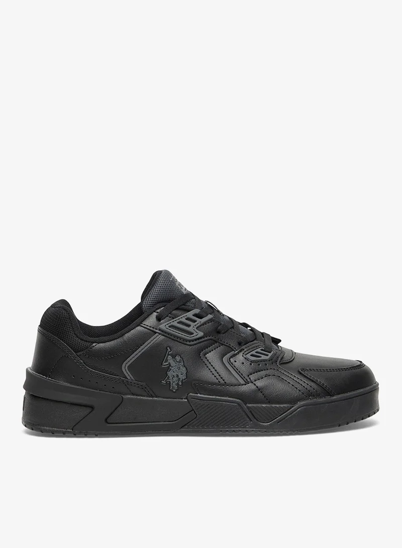 Men's Black Stylish Low-Top Casual Sneakers - Durable Lace-Up Design with Comfort Cushioned Sole for Everyday Active Wear