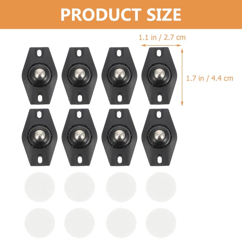 8 قطع من عجلات الكاستر الدوارة الصغيرة ذاتية اللصق مع كرات من الفولاذ المقاوم للصدأ لصناديق التخزين والأثاث - Image 3