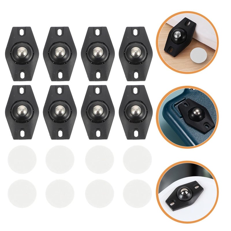 8 قطع من عجلات الكاستر الدوارة الصغيرة ذاتية اللصق مع كرات من الفولاذ المقاوم للصدأ لصناديق التخزين والأثاث - Image 4