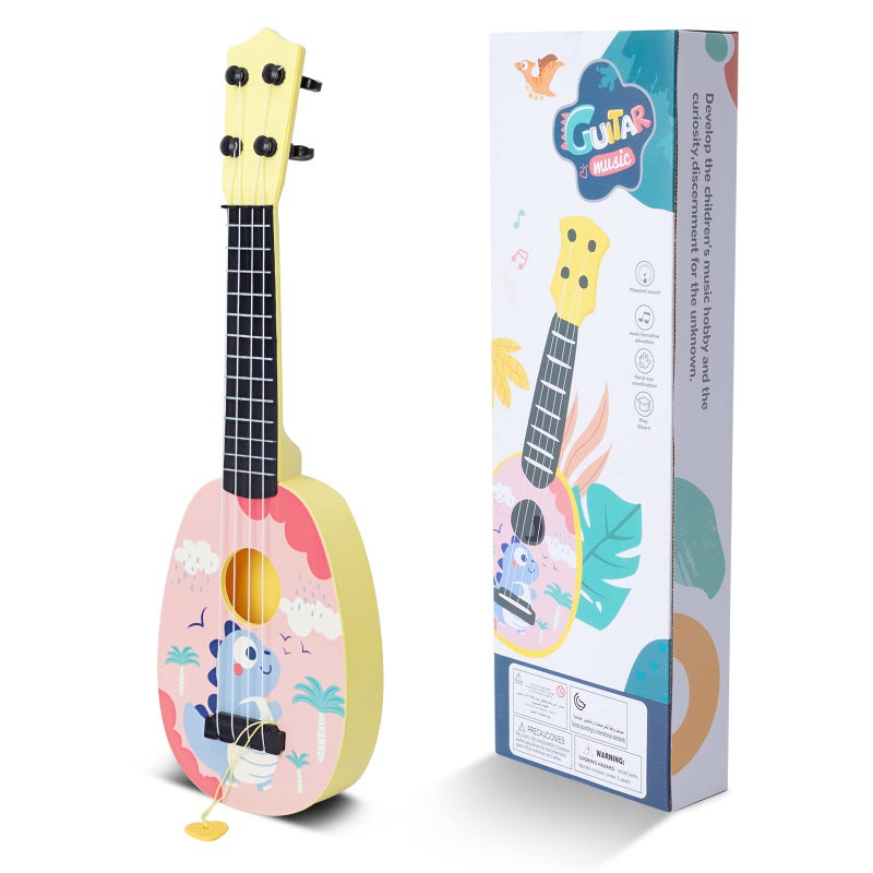 YOLOPLUS 17 Inch Toddler Ukulele Guitar Toy 4 Strings Mini Guitar for Kids Children Musical Instruments Educational Learning Toy 17 inch Pink Color - Image 3