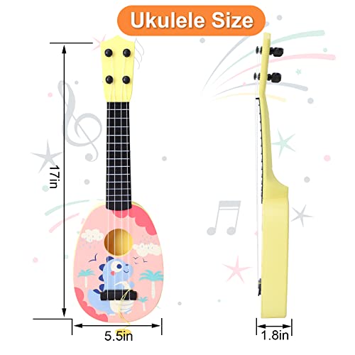 YOLOPLUS 17 Inch Toddler Ukulele Guitar Toy 4 Strings Mini Guitar for Kids Children Musical Instruments Educational Learning Toy 17 inch Pink Color - Image 5