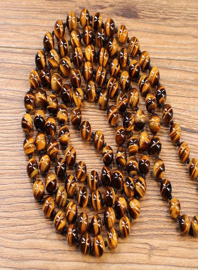 COAI OM Charm Hand Knotted Tassel 108 Mala Beads Tiger Eye Stone Beaded Necklace 6mm - Image 5