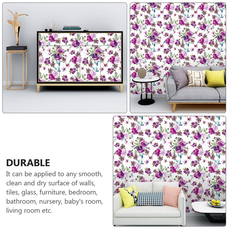 1 Set Flowers Self-adhesive Wallpaper Removable Wallpaper Background Wall Paste - Image 4