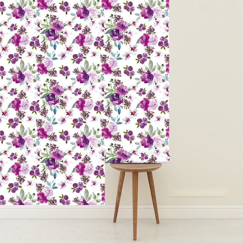 1 Set Flowers Self-adhesive Wallpaper Removable Wallpaper Background Wall Paste - Image 2