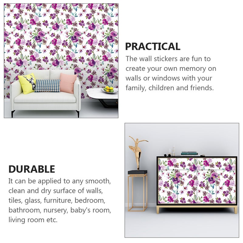 1 Set Flowers Self-adhesive Wallpaper Removable Wallpaper Background Wall Paste - Image 5