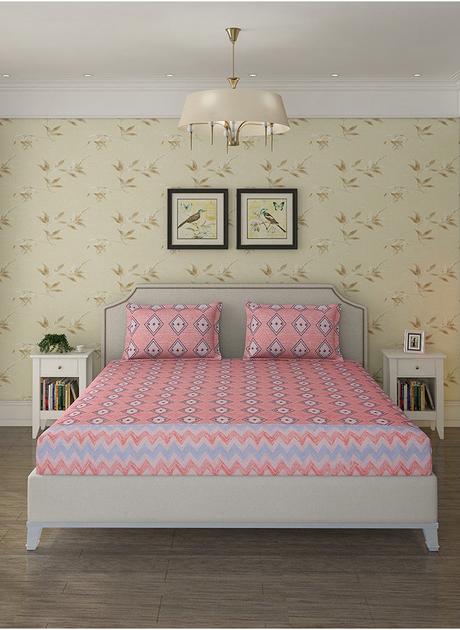 Status Contract Cotton Rich Double Bedsheet with 2 Pillow Covers for Bed Room, Home, Hotel-120 GSM, Orange, 210 X 215 Cm  - Image 2