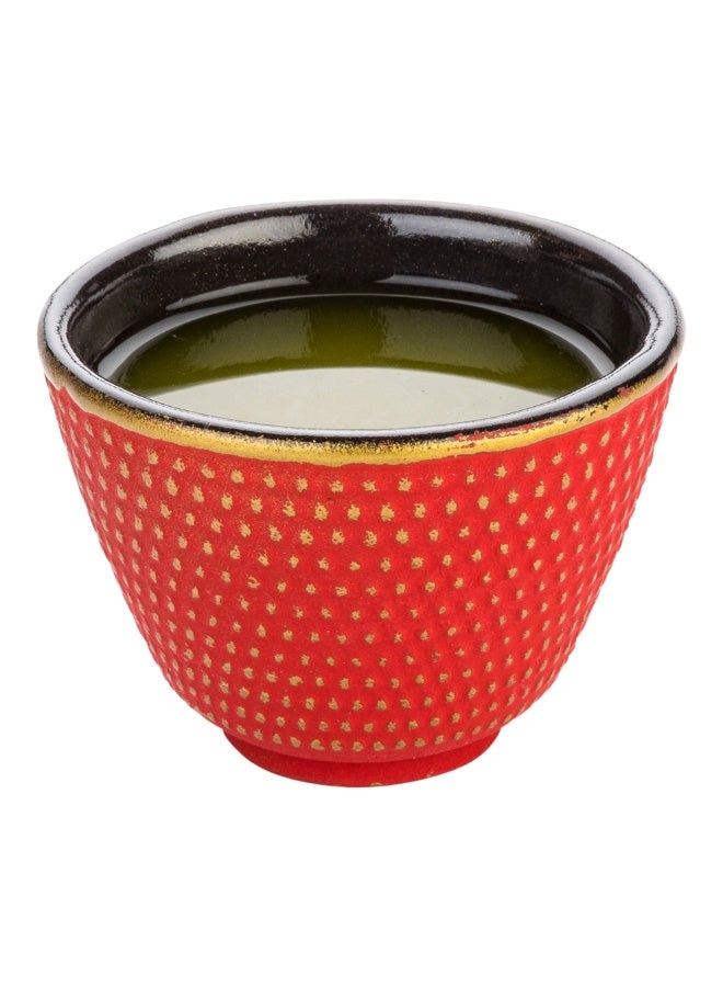 Restaurantware Tetsubin 2 Ounce Tea Cups, 2 Hobnail Traditional Japanese Tea Cups - Enamel Coated, Corrosion-Resistant, Red Cast Iron Small Tea Cups, Crack-Resistant, Rust-Resistant - Image 2