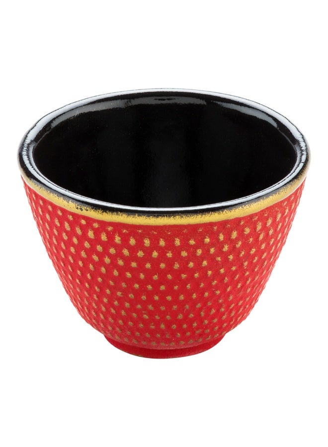 Restaurantware Tetsubin 2 Ounce Tea Cups, 2 Hobnail Traditional Japanese Tea Cups - Enamel Coated, Corrosion-Resistant, Red Cast Iron Small Tea Cups, Crack-Resistant, Rust-Resistant - Image 1