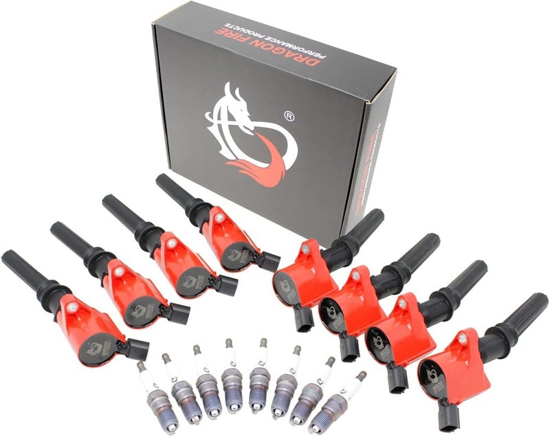 AIP Electronics DRAGON FIRE PERFORMANCE Tune Up Kit - 8pc Iridium Spark Plug Set & Ignition Coils for Ford 5.4L V8 - Image 1