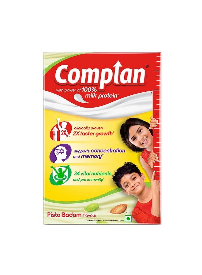 Complan Complan Nutrition Drink Powder for Children, Pista Badam Flavour, 500 g Carton | Nutrition drink for kids with protein & 34 vital nutrients  - Image 1