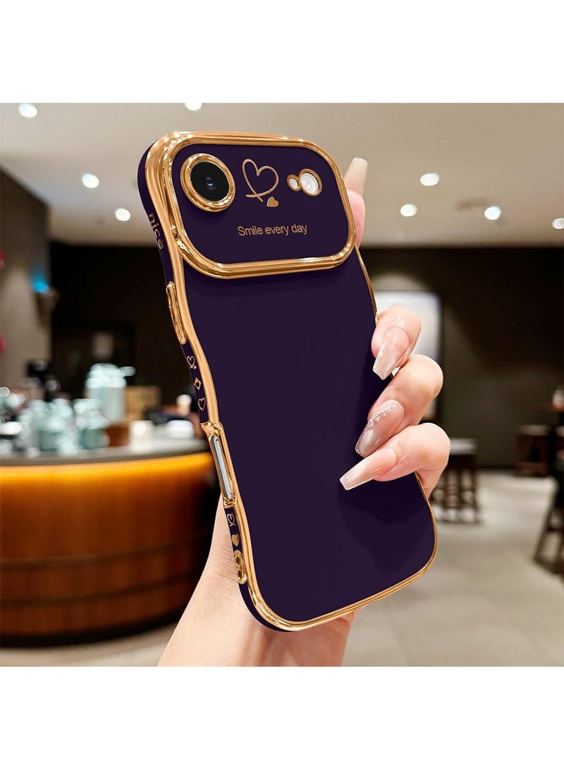 WRISTWISE Case Cover for iPhone 17 Air, Cute Wave Frame Curly Shape with Love Heart Pattern Raised Camera Protection Cover Luxury Plating Shockproof Phone Case for iPhone 17 Air, Purple - Image 2