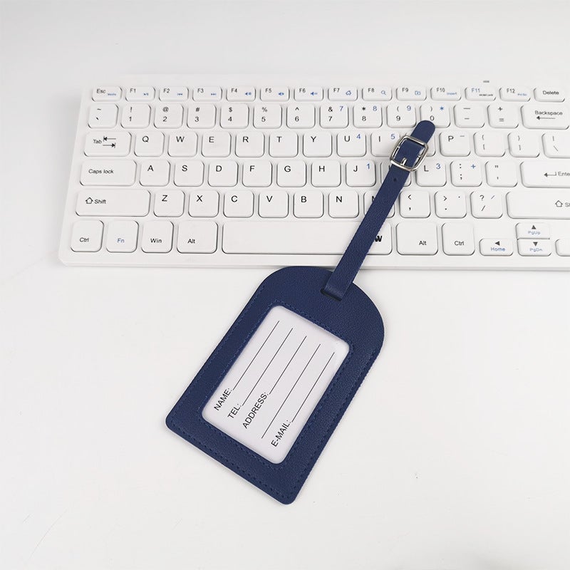 Multicolor PU Leather Luggage Tag with StrapFrame car line without flip dark blue Frame car line without flip dark blue