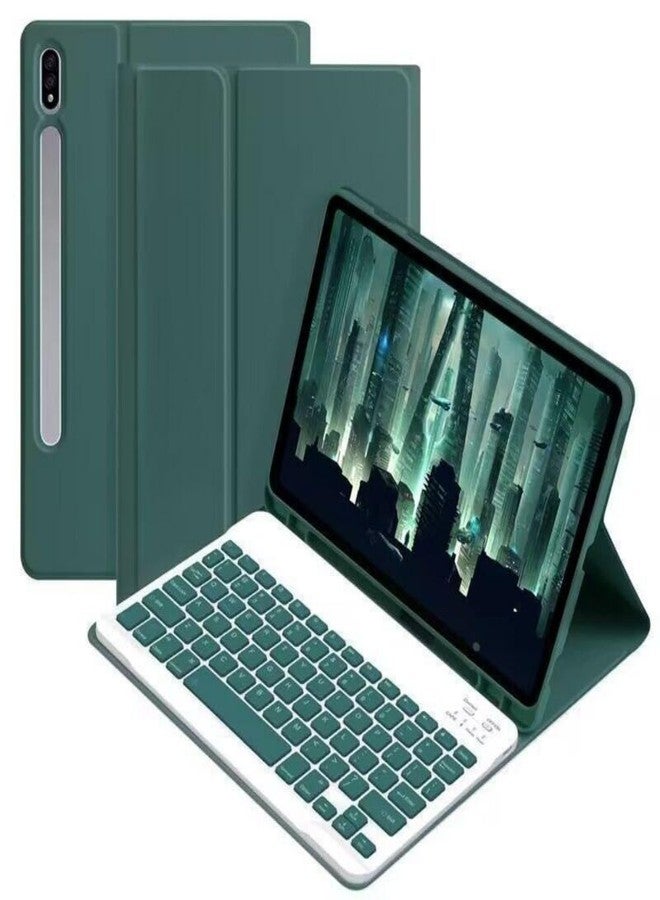 AnMengXinLing جراب حماية رفيع بألوان زاهية لأجهزة Galaxy Tab S10+ Plus/S9+ Plus/S9 FE+ Plus 12.4" /S8+/S7+/S7FE مع لوحة مفاتيح، مزود بلوحة مفاتيح مغناطيسية قابلة للفصل وحامل قلم S Pen، لون أخضر نعناعي - Image 2