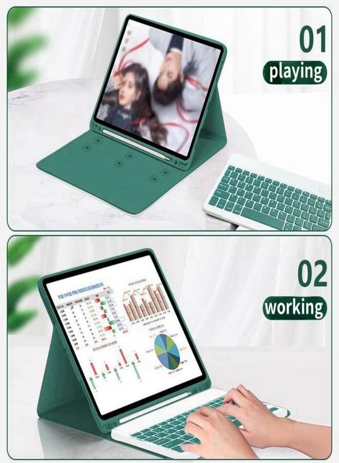 AnMengXinLing جراب حماية رفيع بألوان زاهية لأجهزة Galaxy Tab S10+ Plus/S9+ Plus/S9 FE+ Plus 12.4" /S8+/S7+/S7FE مع لوحة مفاتيح، مزود بلوحة مفاتيح مغناطيسية قابلة للفصل وحامل قلم S Pen، لون أخضر نعناعي - Image 4