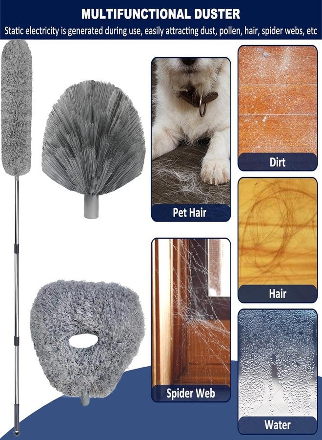 Tonmp 20+ Ft High Reach Ceiling Fan Duster & Cobweb & Corner Brush Duster with 3-14 ft Spliceable Pole Microfiber Feather Duster for Spider Web, High Ceiling, Blinds, Furniture Cleaning Tool Kit - Image 3