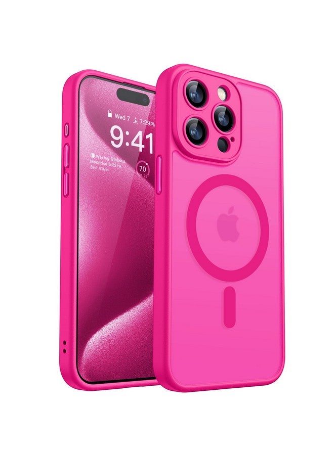 CANSHN CANSHN Magnetic Compatible with iPhone 15 Pro Max Case, Upgraded [Full Camera Protection] [Compatible with Magsafe] [Translucent Matte] Shockproof Protective Phone Case Cover 6.7 Inch - Hot Pink  - Image 1