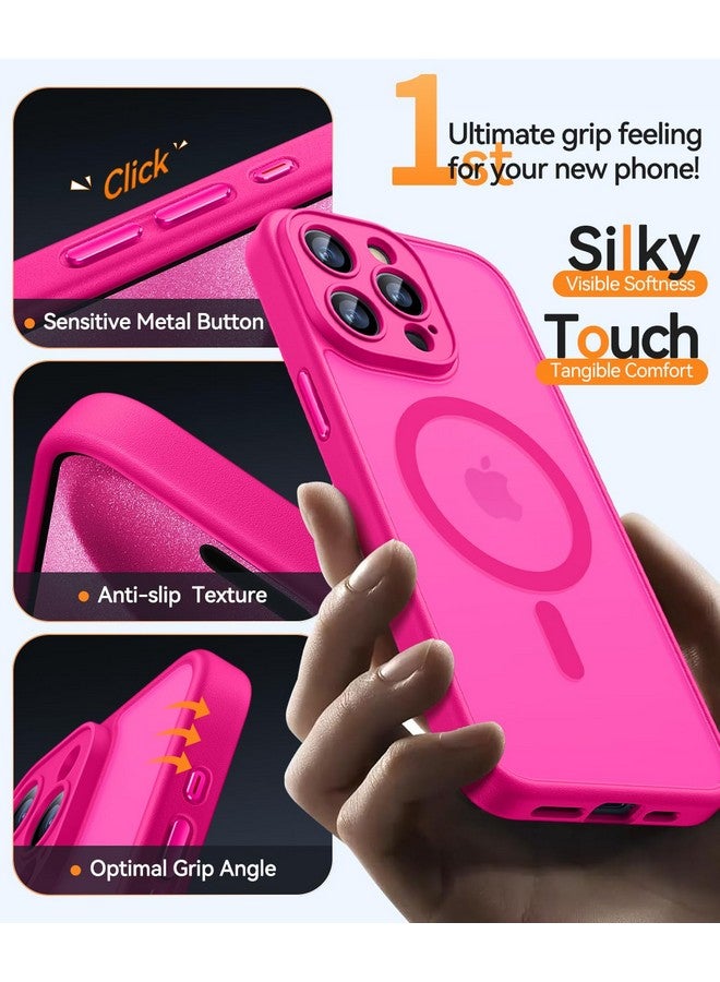 CANSHN CANSHN Magnetic Compatible with iPhone 15 Pro Max Case, Upgraded [Full Camera Protection] [Compatible with Magsafe] [Translucent Matte] Shockproof Protective Phone Case Cover 6.7 Inch - Hot Pink  - Image 5