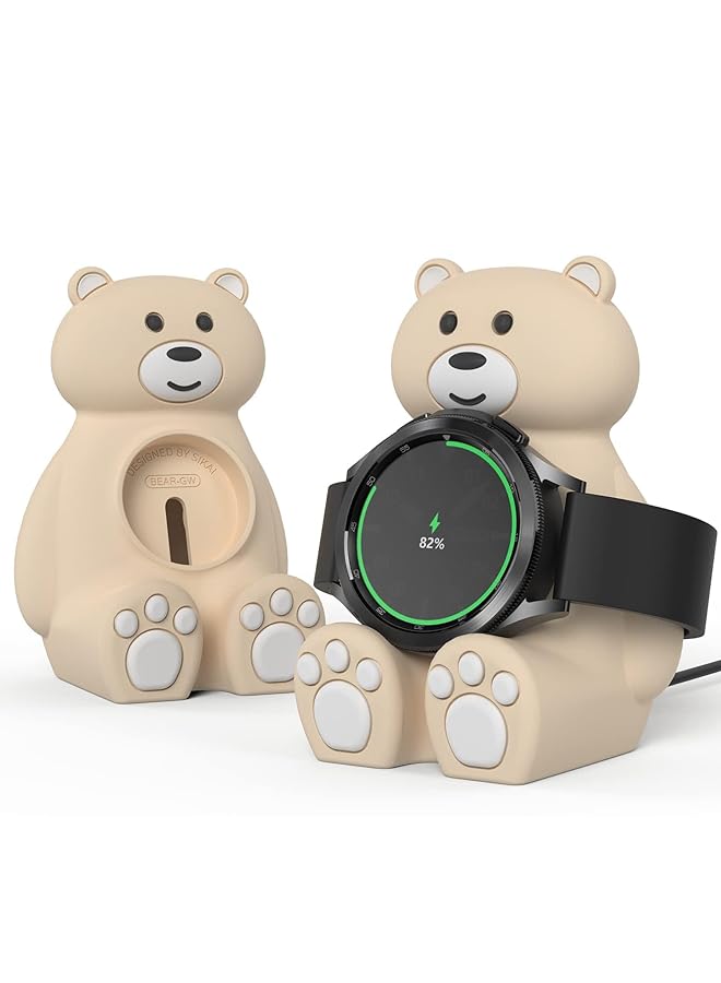Smartwatch Charger Stand Compatible With Galaxy Watch 4 4 Classic 3 Active 2 Cute Bear Silicone Charging Dock For Watch Charger Accessories Premium Silicone Material - Image 1