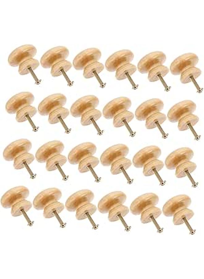 24 Large Round Natural Wood Drawer Handles Single Hole Cabinet Pulling Knobs With Lacquer Finish - Image 1