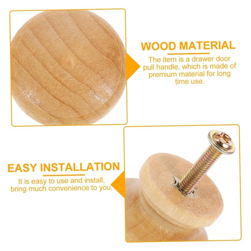 24 Large Round Natural Wood Drawer Handles Single Hole Cabinet Pulling Knobs With Lacquer Finish - Image 4
