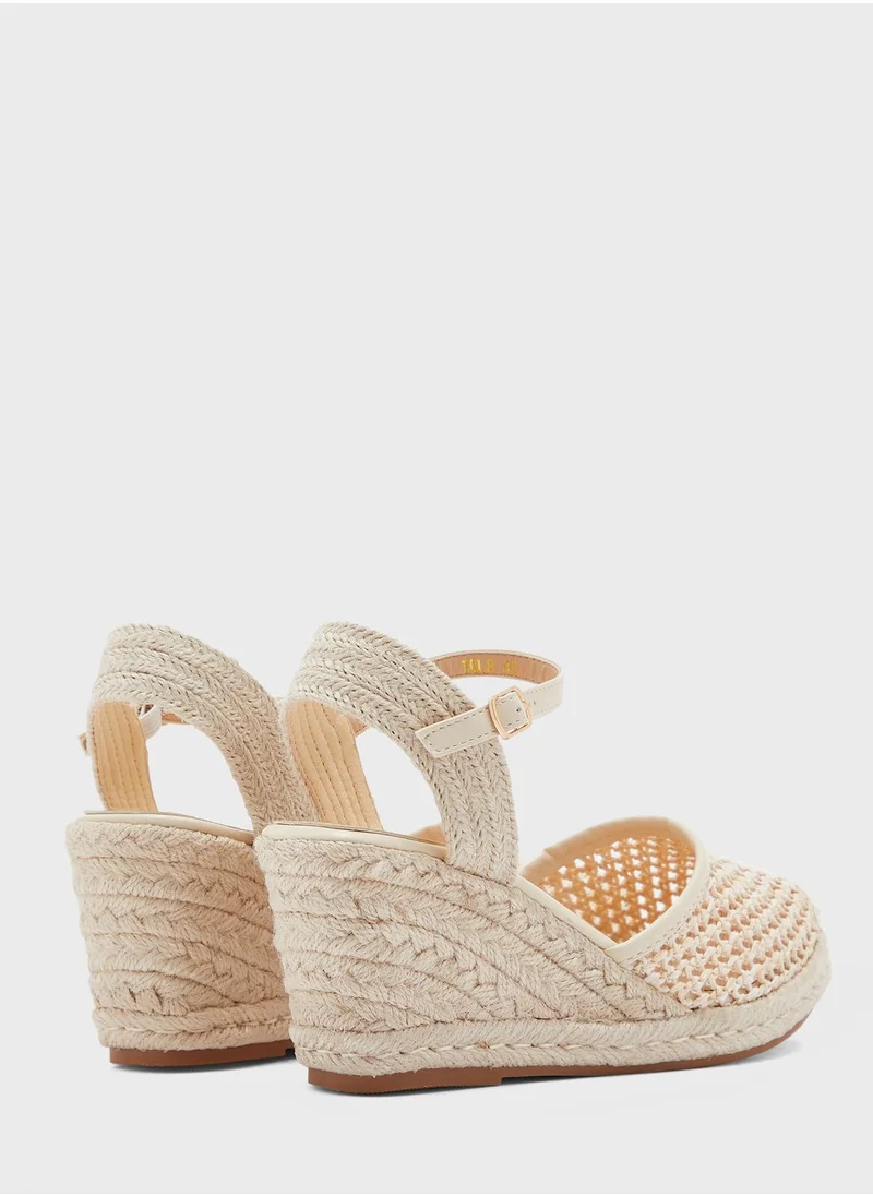 ELLA Weaved Raffia Wedge Sandal