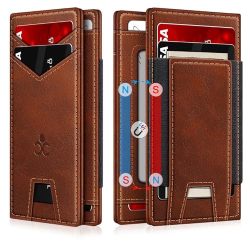 SEMORID Wallet for Men Slim Leather Wallets for 9-13 Cards, RFID Blocking Thin Card Holder Wallet with ID Window & Stretchable Cash Slot, Minimalist Bifold Small Wallet for Front Pocket, Birthday Gift for Men - Image 1